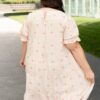 Trisha Beige Floral Embroidered Dress