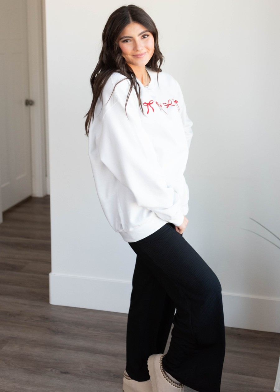 White Mini Bow Sweatshirt