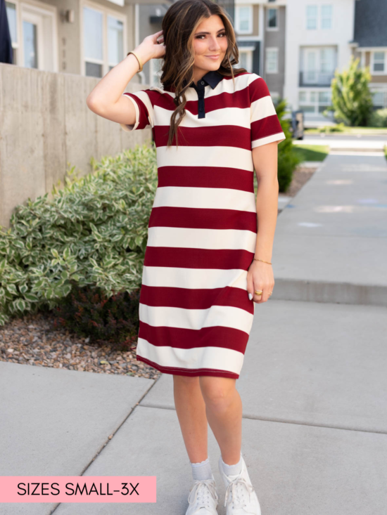 Yvonne Red Striped Dress