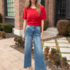 ZoeRedButtonUpSweaterMilaHighRiseJeans7.png Zoe Red Button Up Sweater