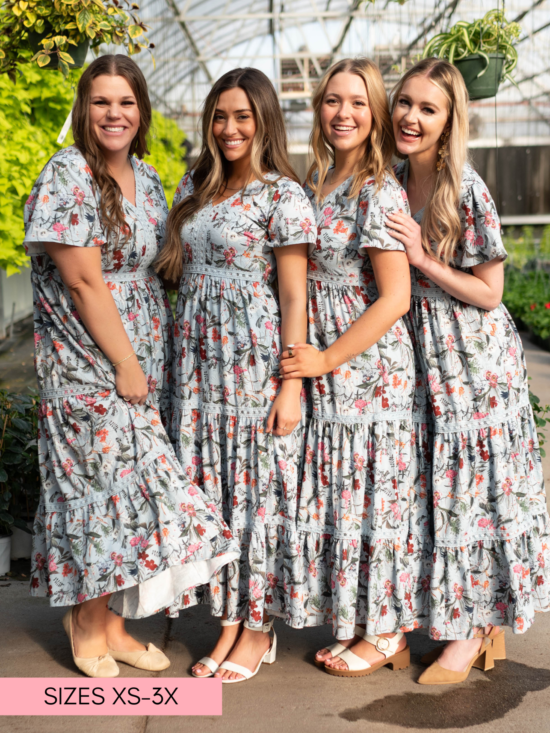 Zoie Blue Floral Tiered Dress