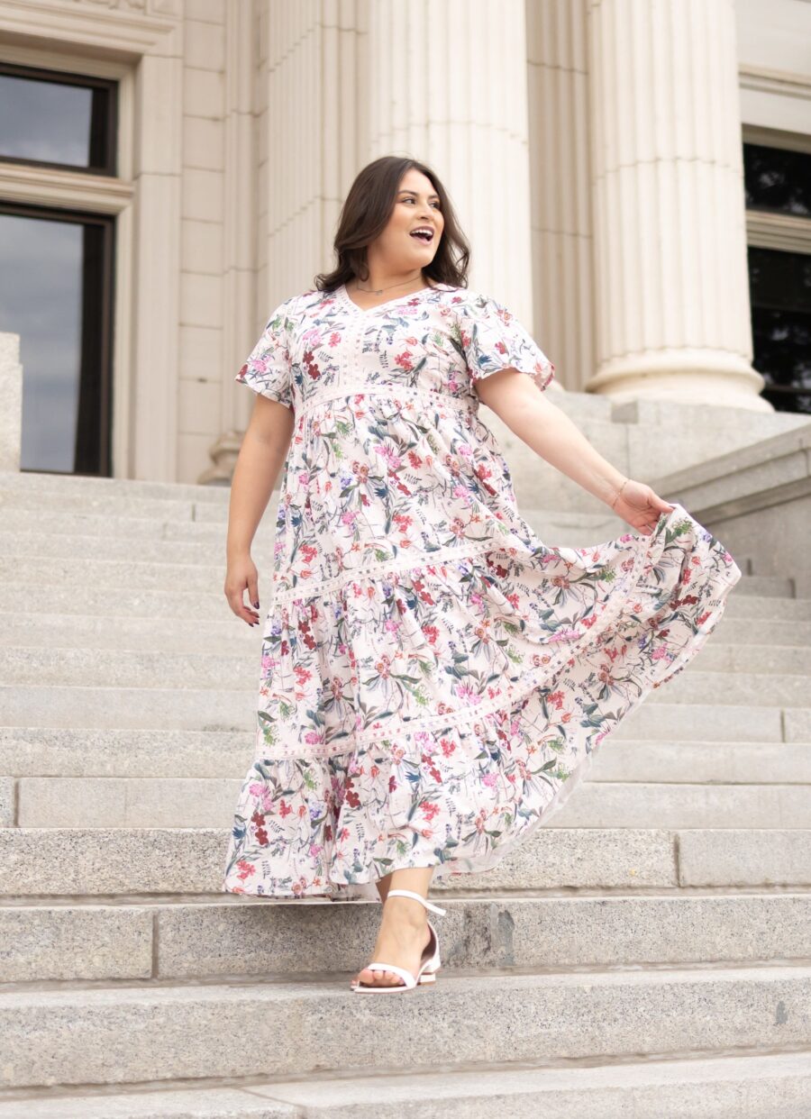 ZoiePinkFloralTieredDressLL6-19-54.jpg Zoie Pink Floral Tiered Dress